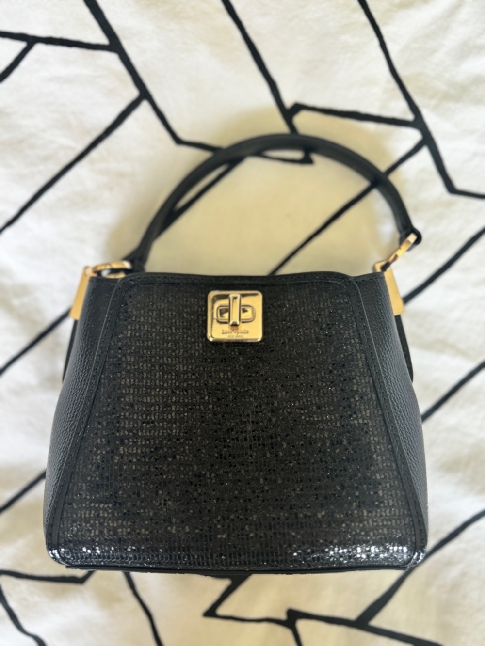 kate spade Black Mini Top-Handle Bag with Gold Hardware